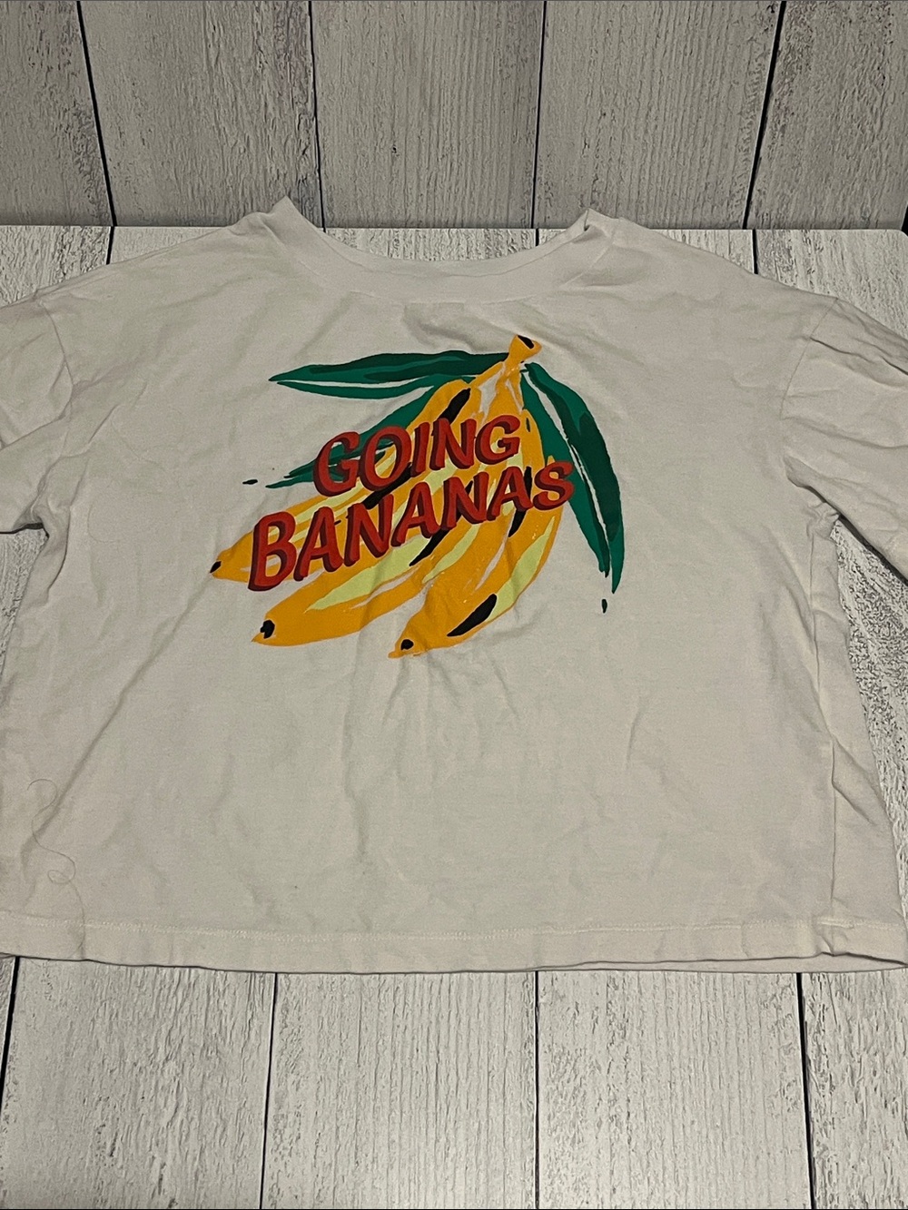 GB girls White Tee with Yellow Banana Graphic and Green Leaves